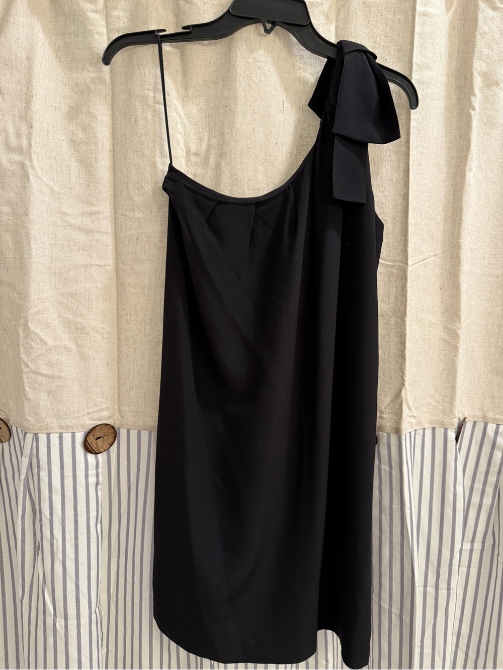 Royal Cort Little Black One-Shoulder Bow Detail Women's Silk Dress